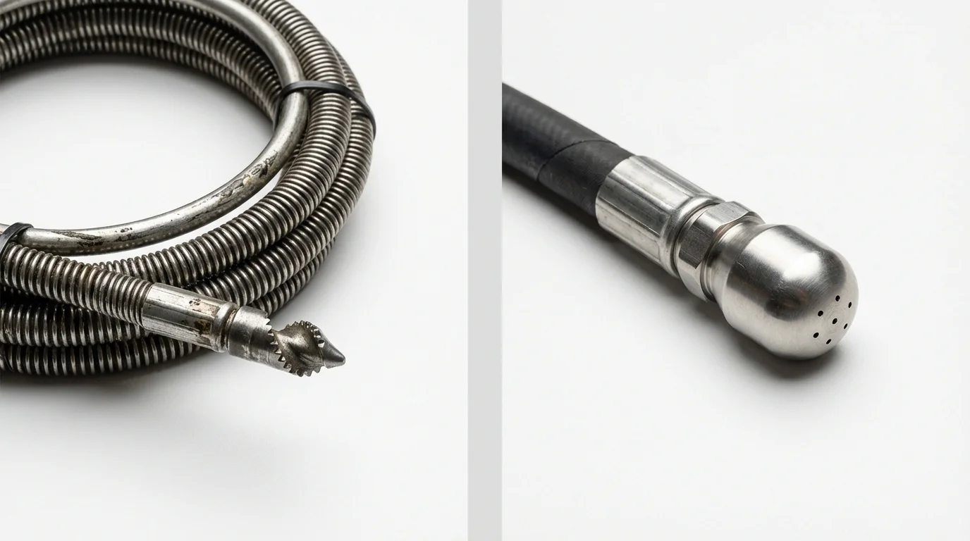 Drain snake cable and hydro jetting nozzle used for drain cleaning in Kanab, UT