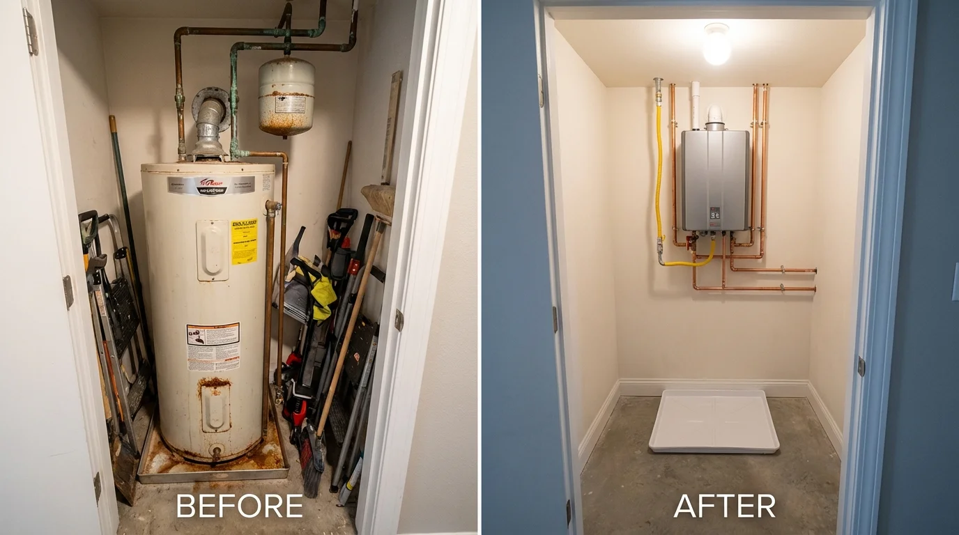 Tank water heater versus wall-mounted tankless unit comparison for Kanab, UT homeowners
