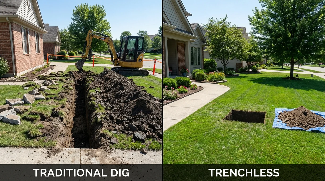 Trenchless sewer repair with minimal yard damage versus traditional excavation in Kanab, UT